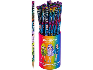 Ołówki grafitowe trójkątne HB z gumką Rainbow High - 36 sztuk drum [opakowanie=36szt]