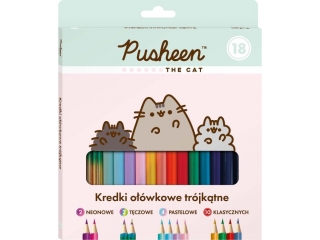 Kredki owkowe trjktne 18 kolorw PUSHEEN [opakowanie=12szt]