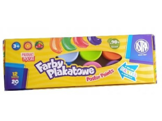 Farby plakatowe Astra 12 kol x 20 ml STANDARD BOX (2 pastel)  [opakowanie=4szt]