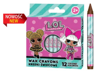 Kredki świecowe okrągłe L.O.L - 12 kolorów - 8/90 mm