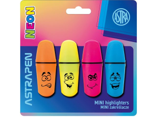 Mini zakrelacze ASTRAPEN NEONmania 4 kolory - 4 szt. blister [opakowanie=24szt]