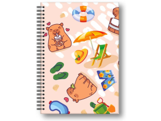 PENMATE BRULION A5 W TWARDEJ OPRAWIE W SPIRALI 80 KARTEK W KRATKĘ T 0119 KAPIBARA PLAŻA FOLIA MAT NIERYSUJĄCA