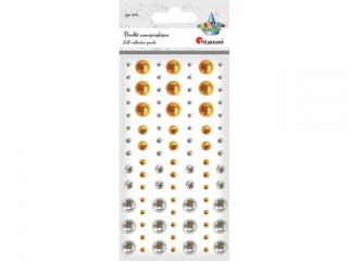 Perełki samoprzylepne O10/6/4/2, 5mm mix 2 kolorów: złoty, srebrny 91szt.