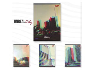 Zeszyt A5 60 kartek linia okadka laminowana lakier miejscowy UV 70 g/m2 UNREAL CITY [opakowanie=10szt]