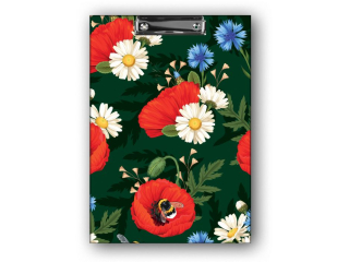 PENMATE DESKA Z KLIPEM A4 T0127 KWIATY POLSKIE MAKI W ZIELENI  FOLIA MAT NIERYSUJ�CA