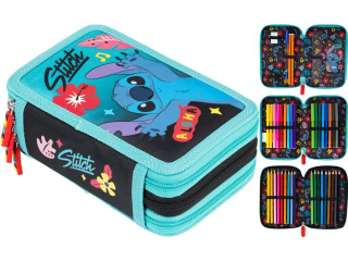 Piórnik szkolny potrójny z wyposażeniem STITCH MINT ALOHA