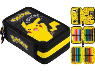 Piórnik szkolny potrójny z wyposażeniem POKEMON