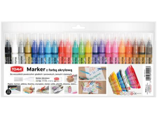 Marker akrylowy TOMA, fibrowa ko�c�wka okr�gla 2, 5mm, 22 kolor�w - mix 22 Pude�ko 22szt [opakowanie=22szt]TO-402 mix 22 Pude�ko 22szt