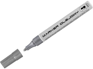Marker olejowy TOMA Economy, fibrowa ko�c�wka 2, 5 mm, 8 kolor�w - srebrny [opakowanie=12szt]TO-420 srebrny