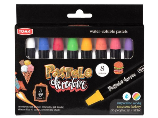 Kredki pastele kredowe TOMA , zmywalne, komplet 8 kolor�w - mix [opakowanie=8szt]TO-589 82 mix