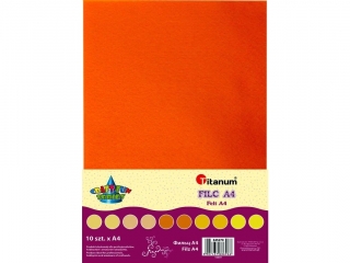 Filc A4 2mm 200g 10szt. 2x jasnożółty, żółty, łososiowy, waniliowy, pomarańczowy TITWLK