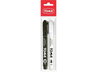 Marker olejowy TOMA Fine bia�y + czarny, blister komplet 2szt.
