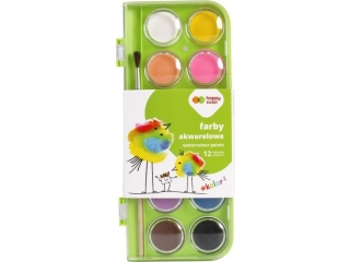 Farby akwarelowe Premium, zestaw 12 kolorw, Happy Color