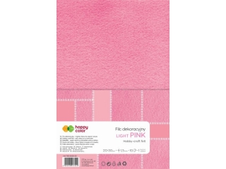 Filc dekoracyjny, 20x30 cm, 1, 5 mm, 10 ark., jasnoróżowy, Happy Color