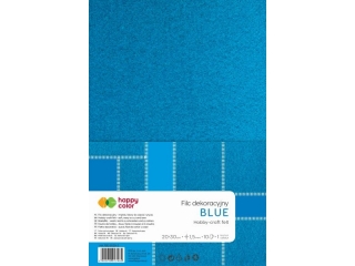 Filc dekoracyjny, 20x30 cm, 1, 5 mm, 10 ark., niebieski, Happy Color