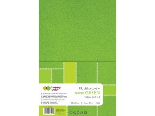 Filc dekoracyjny, 20x30 cm, 1, 5 mm, 10 ark., jasnozielony, Happy Color