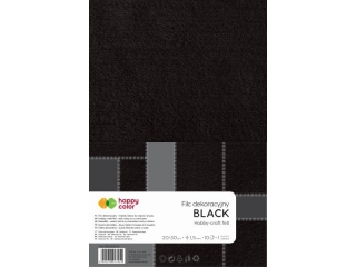 Filc dekoracyjny, 20x30 cm, 1, 5 mm, 10 ark., czarny, Happy Color