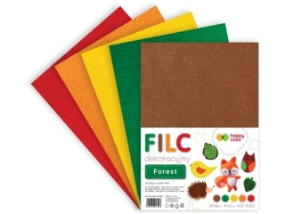 Filc dekoracyjny, 20x30 cm, 1, 5 mm, 5ark, FOREST, Happy Color