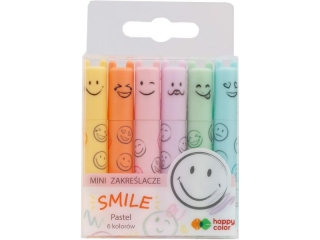 Zakrelacze mini, Smile, 6 kol. pastelowych, Happy Color