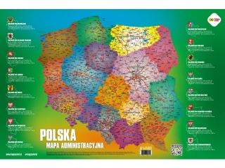Plansza edukacyjna MAPA Polska ADMINISTRACYJNA, rozm. 550x365 mm, Happy Color (ISBN:9788397100503)