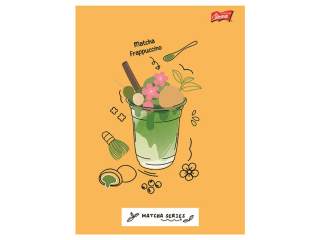Zeszyt A5 32 kartki linia dwukolorowa ok�adka laminowana lakier miejscowy UV 70 g/m2 MATCHA MOOD [opakowanie=15szt]