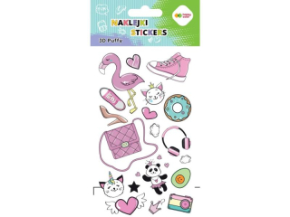 Naklejki 3D PUFFY-Funky Pink, 10x20cm, Happy Color [opakowanie=5szt]