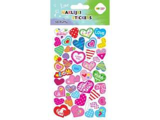 Naklejki 3D PUFFY-Hearts, 10x20cm, Happy Color [opakowanie=5szt]