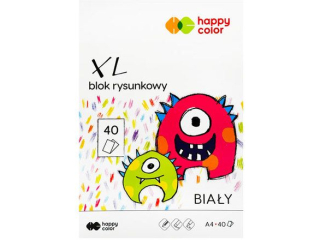 Blok rysunkowy XL, A4, 40 ark, 80/90g, Happy Color [opakowanie=5szt]