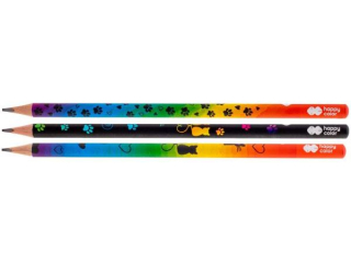 Ołówek trójkątny, 2B, Miaow!, Happy Color [opakowanie=24szt]