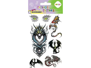 Tatuae zmywalne DRAGONS, rozm. 100x200 mm, Happy Color [opakowanie=10szt]