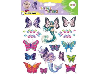 Tatuae zmywalne BUTERFLIES, rozm. 150x200 mm, Happy Color [opakowanie=10szt]