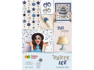 Blok PARTY Ice, A4, 10 ark, holographic + brokat, 75-150 g/m2, Happy Color [opakowanie=5szt]