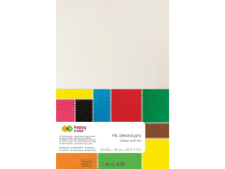 Filc dekoracyjny, 20x30 cm, 1, 5 mm, 10 ark., biay mleczny, Happy Color