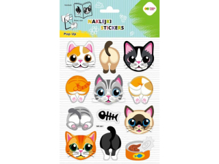 Naklejki 3D POP UP - Cat FacexTail, 146X240 mm, Happy Color | DOSTPNE NA POCZTKU LISTOPADA [opakowanie=5szt]