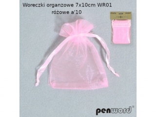 WORECZKI ORGANZOWE 7x10cm WR01 RÓŻOWE a10