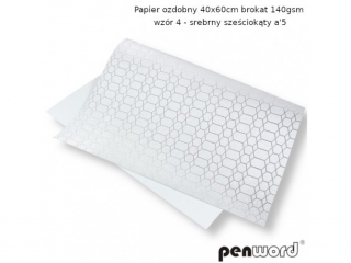 PAPIER OZDOBNY 40x60cm BROKAT 140gsm WZR 4 - SREBRNY SZECIOKTY a5
