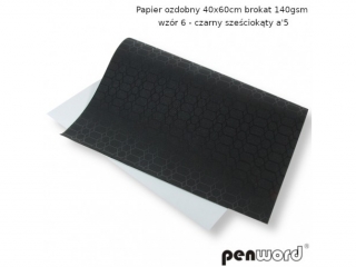 PAPIER OZDOBNY 40x60cm BROKAT 140gsm WZR 6 - CZARNY SZECIOKTY a5