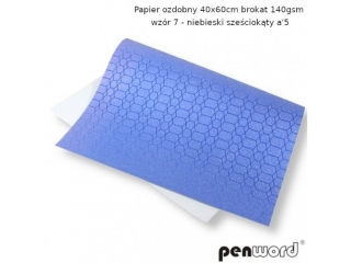 PAPIER OZDOBNY 40x60cm BROKAT 140gsm WZR 7 - NIEBIESKI SZECIOKTY a5