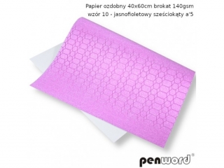 PAPIER OZDOBNY 40x60cm BROKAT 140gsm WZR 10 - JASNOFIOLETOWY SZECIOKTY a5