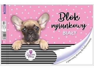 BLOK RYSUNKOWY BIAŁY A4/20k. z pierwszą stroną do kolorowania - PIES THE SWEET PETS (opakowanie=10szt)