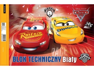 BLOK TECHNICZNY BIAŁY A4/10k. CARS (opakowanie=10 szt)