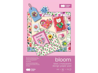 Blok z motywami BLOOM, 80g/m2, A4, 16 ark, 28 motyw�w, Happy Color [opakowanie=5szt]