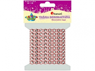 Taśma z kryształkami O6mm x 1, 5m czerwona