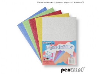 PAPIER OZDOBNY A4 BROKATOWY 140gsm MIX KOLORW a5