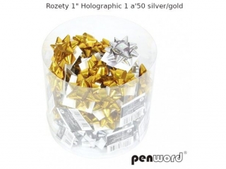 ROZETY 1" HOLOGRAPHIC 1 a50 SILVER/GOLD