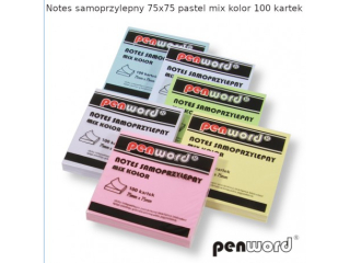 NOTES SAMOPRZYLEPNY 75x75 PASTEL MIX 6 KOLORÓW 100 KARTEK