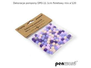 DEKORACJE POMPONY DPO-11 1cm FIOLETOWY MIX a120