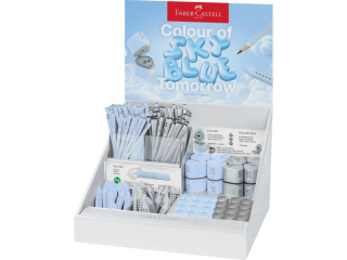 DISPLAY NALADOWY GRIP SKY BLUE (120 X OŁÓWEK, 8 X TEMPERÓWKA TRIO, 24 X TEMPERÓWKA MINI, 30 X GUMKA) FABER-CASTELL