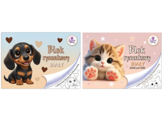BLOK RYSUNKOWY BIA�Y A4/20k. z pierwsz� stron� do kolorowania / THE SWEET PETS [opakowanie=10szt]