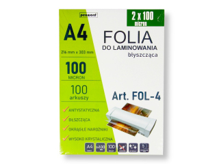 FOLIA LAMINACYJNA FOL-4 2x100mic A4/100 216mmx303mm B�YSZCZ�CA